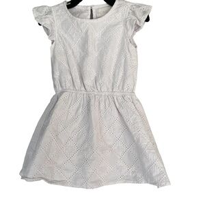 BCBGirls White Embroidered Pinafore Cotton Flutter Sleeve Dress Size 3T